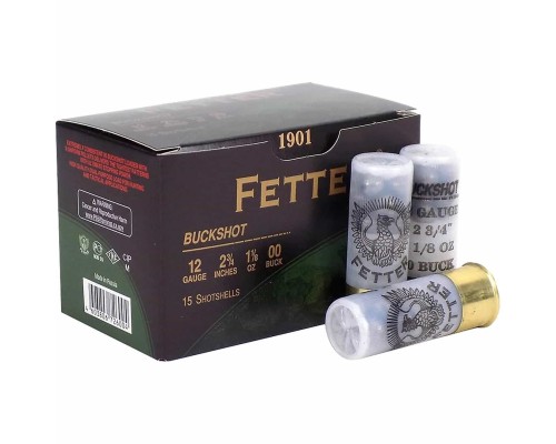 12ga 00 Buck (1oz) 2 3/4" Shot shells, 9 pellets Buckshot Ammo by Fetter 120 rounds