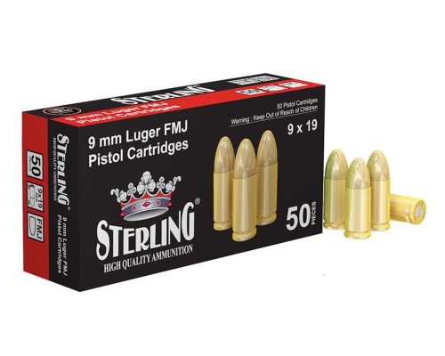 9x19mm Luger 115gr FMJ 1000 rounds by Sterling